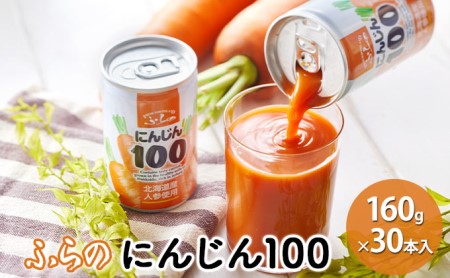 ふらの にんじん100 160g×30本入 (ジュース 野菜ジュース 飲み物 缶 北海道 送料無料 道産 富良野市 ふらの)