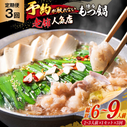 定期便 博多 本格 もつ鍋 2～3人前×3回【老舗人気店】 モツ鍋 もつなべ