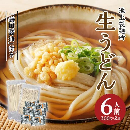 本家　池上製麺所　生うどん（鎌田醤油付）2袋（6人前） うどん