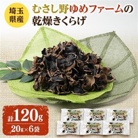埼玉県産　むさし野ゆめファームの乾燥きくらげ　20g×6袋【1368319】