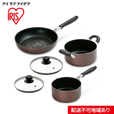 フライパン なべ 5点 セット DCI-FP5S ブラウン ダイヤモンドコート フライパン