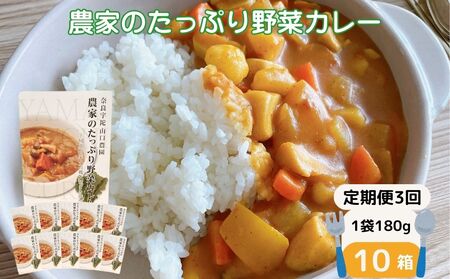 定期便 3ヶ月 農家のたっぷり野菜カレー 10個 月1回 /ふるさと納税 山口農園 有機野菜 オーガニック 伝統野菜 レトルト 詰め合わせ ギフト カレーセット スパイス 飯 キャンプお取り寄せ 奈良県 宇陀市 おかず ご当地 簡単 お歳暮 暑中見舞い 時短 保存食