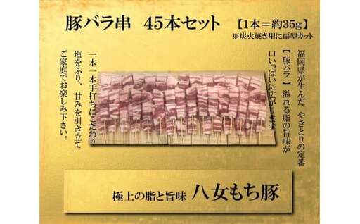 八女もち豚　豚バラ串45本盛りセット 豚肉 豚バラ 串 八女 豚 肉 お肉 セット 117-006