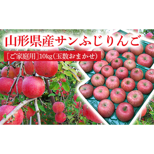[2026年度発送][ご家庭用]山形県産のサンふじりんご10kg(玉数おまかせ) りんご リンゴ 林檎 デザート フルーツ 果物 くだもの 果実 食品 山形県