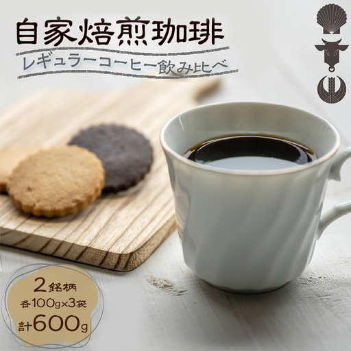 コーヒー豆 自家焙煎 2種飲み比べ レギュラー コーヒー豆【計600g(各100g×3袋)】