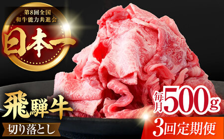  【3回定期便】【飛騨牛】切り落とし 総計1.5kg 〈1回あたり〉500g (250g×2) [TDC010] しゃぶしゃぶ