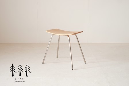 ベーシックなウッドスツール 『mina no mori Stool B(SUSFrame) [ミナノモリ スツールB(ステンレスフレーム)]』 信州南相木村産のカラマツを使用したベーシックな。様々用途で永くご利用頂きたいウッドです。