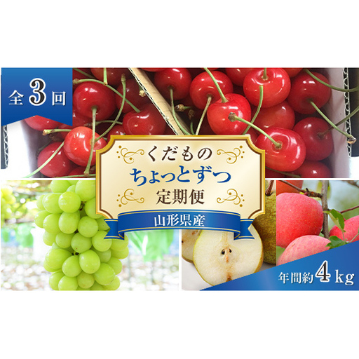 [令和9年産先行予約] [定期便3回] くだもの"ちょっとずつ"定期便 『南陽中央青果市場』 山形県 南陽市 [1013-R9]