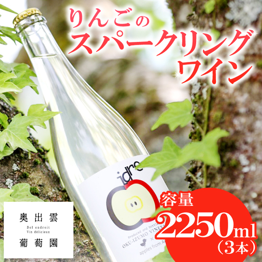 りんごのスパークリングワイン「シードル赤来」750ml×３本【ワイン お酒 炭酸 ギフト パーティーＥ-3】