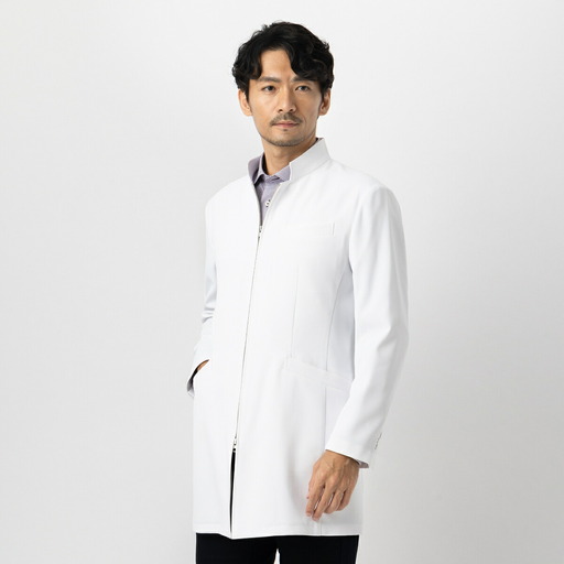 レピウスの白衣 【メンズ】 スタンドカラーZIP ショートコート [長袖] ストレッチ素材 / ネーム刺繍付き(サイズ：44サイズ)_0113-014-T04-1