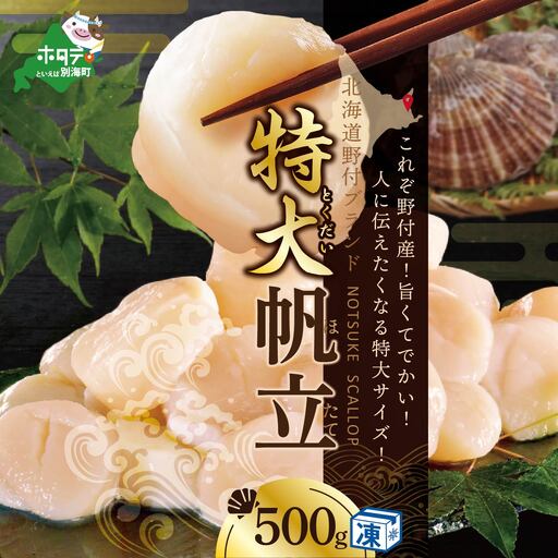 北海道 野付産 冷凍ホタテ 貝柱 特大 ホタテ500g