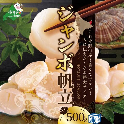 北海道 野付産 冷凍 ホタテ 貝柱 ジャンボ ホタテ 500g