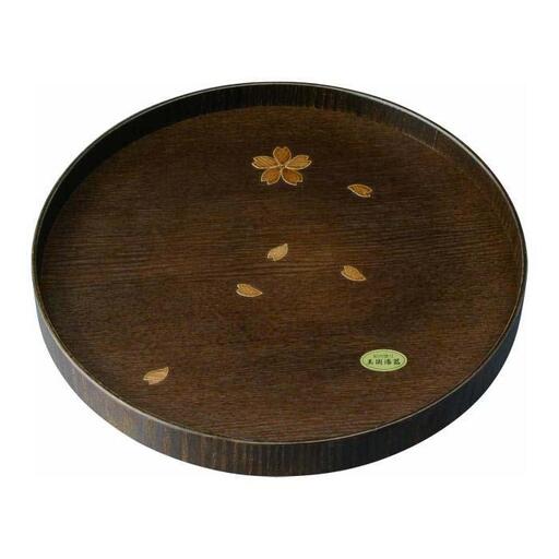 木製丸盆 尺 30cm 桜 ［YG469］