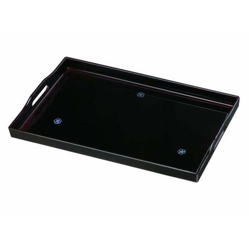 長手盆 48cm 溜 貝張 やまと梅［YG415］