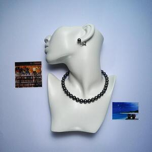 高品質黒蝶パールネックレス＆イヤリングセット