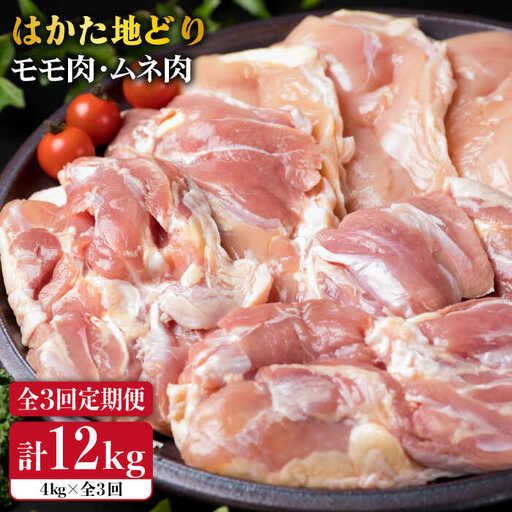 【全3回定期便】はかた地どり もも肉 2kg & むね肉 2kg 合計4kg セット 糸島【糸島ミートデリ工房】 [ACA157] 博多 鶏肉 鳥 もも むね モモ ムネ 焼肉 焼き肉 BBQ 小分け 国産