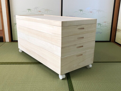 桐たんす 総桐着物収納4段キャスター付 KR-4CM:B690-002