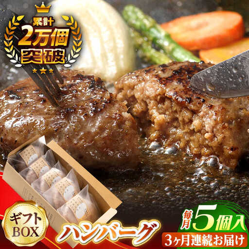 【全3回定期便】 ハンバーグ 5個入 累計20,000個突破！ ふわとろハンバーグ 長崎和牛 贈答用【ワールドミート】 [YF03] 肉 牛肉 豚肉 おかず 惣菜 定期便 ギフト プレゼント 贈答