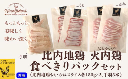 70P2306 比内地鶏　火内鶏　食べきりパックセット【 あきた六次会】