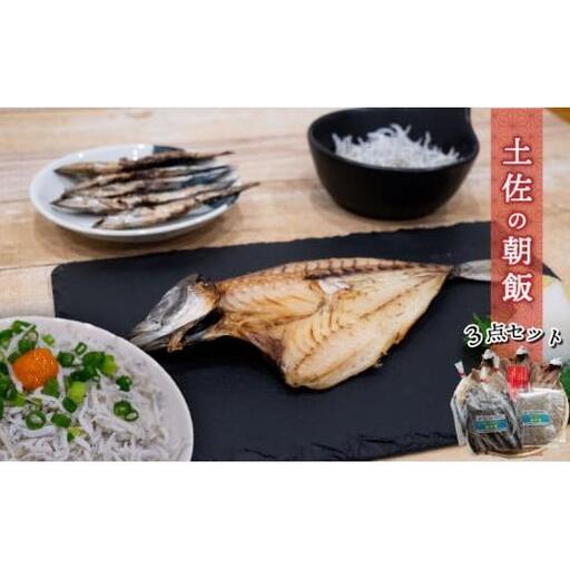 須崎 土佐 朝飯 3点 セット (アジ 干物 ちりめん じゃこ 旬 お魚 干物) 鯵 独自 特性 釜揚げ 季節 魚 時期 高知 海の町 朝 ごはん 丸宮 宮本 商店 高知県 須崎市 MMY026