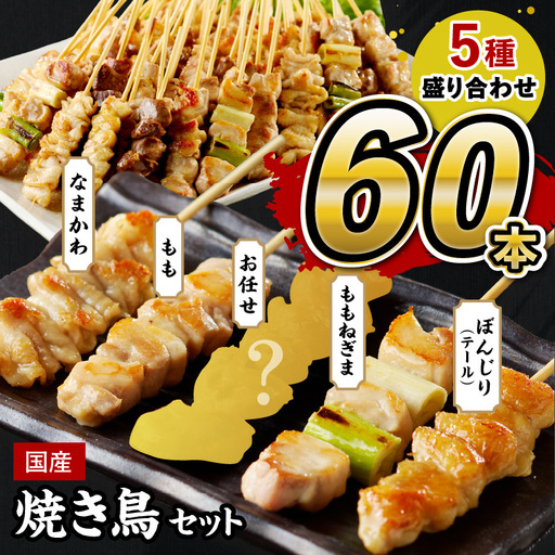 【焼き鳥】国産焼き鳥セット 5種盛り合わせ60本 鶏肉