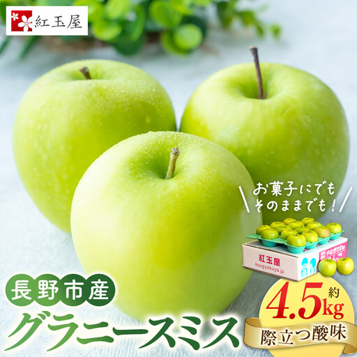 紅玉屋　際立つ酸味！ 長野市産 グラニースミス 約4.5kg （お菓子作り・酸っぱいりんご好き専用） 希少品種 林檎 クッキングアップル | りんご