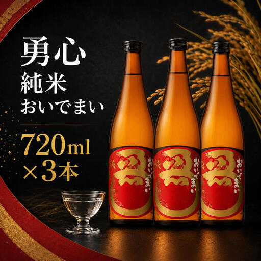 日本酒 純米酒 おいでまい 720ml × 3本 香川県産 綾川町産米 讃岐 地酒 清酒 お酒 四合瓶 伏流水 まろやか 香り 純米 おいでまい純米酒 お米のお酒 米 日本酒セット 酒蔵 蔵元 晩酌 贈答 ギフト プレゼント 勇心酒造 香川 香川県 綾川町
