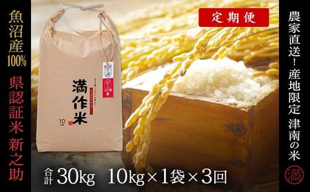 【令和8年産】【3ヶ月定期便】10kg(10kg×1袋) 県認証 魚沼産新之助 |津南町 コシヒカリ 定期便