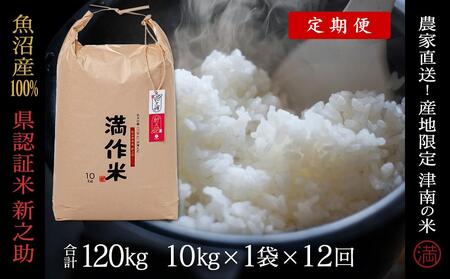 【令和8年産】【12ヶ月定期便】10kg(10kg×1袋) 県認証 魚沼産新之助 |津南町 コシヒカリ 定期便