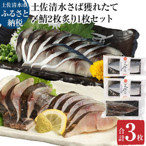 獲れたて土佐の清水さば 〆鯖2枚&炙り〆鯖1枚セット[R00457]