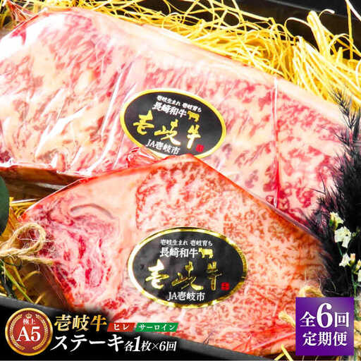 【全6回定期便】極上壱岐牛 A5 ランク ステーキ セット（ヒレ 200 g×1 枚 サーロイン 350 g×1 枚 ）雌《 壱岐市 》【 KRAZY MEAT 】長崎 [JER071]