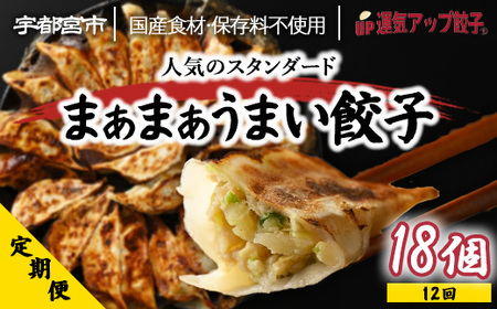 [定期便12回]宇都宮餃子 運気アップ餃子 まあまあウマイ餃子(18個×12回 合計216個)[配送不可地域:離島]