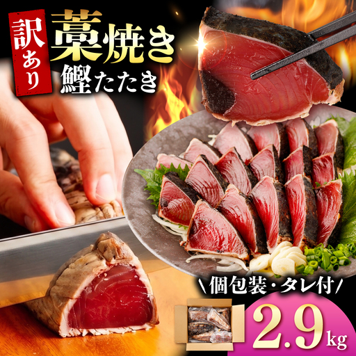 【訳あり】 鰹のタタキ 藁焼き 小分け 2.9kg 高知県土佐市 【株式会社大熊】 [BQAA011]