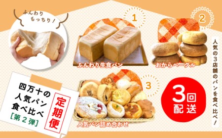 39210-999-9010．【3回定期便】ふんわり・もっちり美味しい！四万十の人気パン食べ比べ定期便［第2弾］