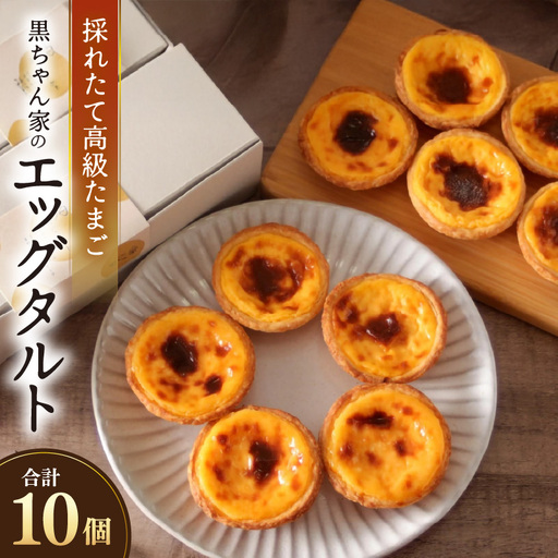 【採れたて高級たまご】黒ちゃん家のエッグタルト 10個入り（5個×2セット） 福地鶏 国産 スイーツ 濃厚 たまご 自社加工 にわとり 平飼い 手作り ギフト  [aw036-a008]