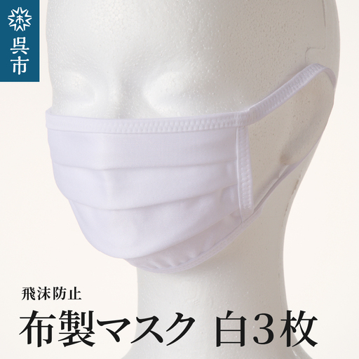 飛沫防止 布製マスク 白3枚セット Lサイズ 布 洗える 肌に優しい 型崩れしにくい ナイロン ポリウレタン 製 男女兼用 ユニセックス 国産 日本製 お取り寄せ 送料無料 広島県 呉市 ku062-007-l-r