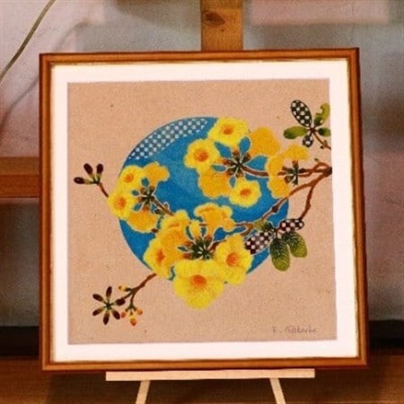 芭蕉紙紅型染「沖縄の花」シリーズ[イッペー]37cm額