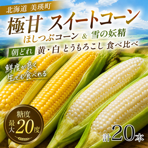 【令和9年産 先行予約】とうもろこし 雪の妖精 ほしつぶコーン 各10本 計20本 とうもろこし 北海道 スイートコーン