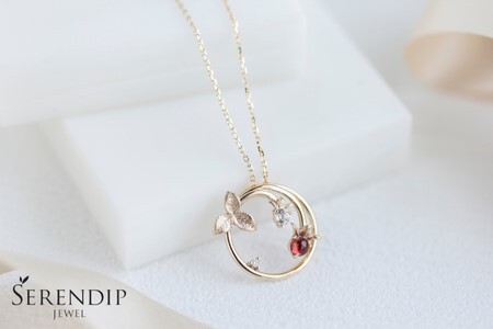 ネックレス レディース ジュエリー 【K10 Strawberry ガーネット トパーズ ダイヤモンド】