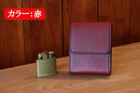本革製たばこケース(赤)
