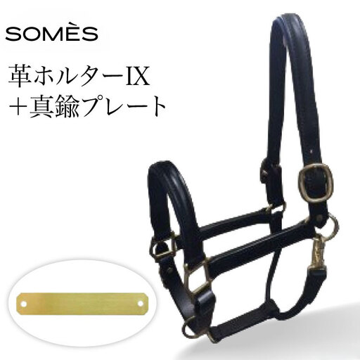 SOMES Reiz 革ホルター9 ブラック と 真鍮プレート