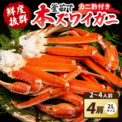 京丹後市 本ズワイガニ かに 2L 茹で 4肩 | かに