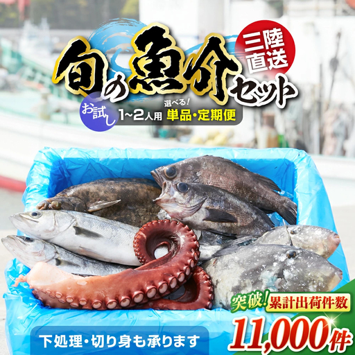 鮮魚セット(1〜2人用) 下処理済み 朝獲れ直送 三陸 旬 冷蔵 刺身 海藻 貝 鮮魚 お魚