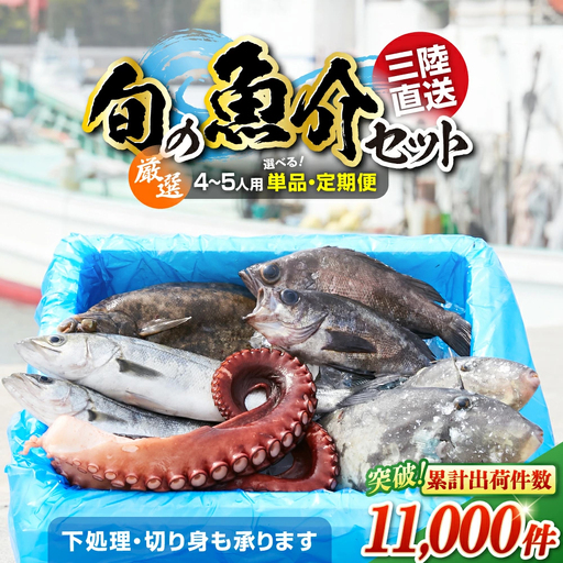 鮮魚セット(4～5人用) 下処理済み 朝獲れ直送 三陸 旬 冷蔵 刺身 海藻 貝 鮮魚 お魚