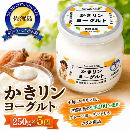 ヨーグルト 干し柿入 250g 5パック | 新潟県 佐渡市 ヨーグルト
