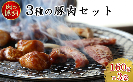 [ヤキニクストック]3種の豚肉セット 160g×3袋[肉の博明][焼肉セット][国産]