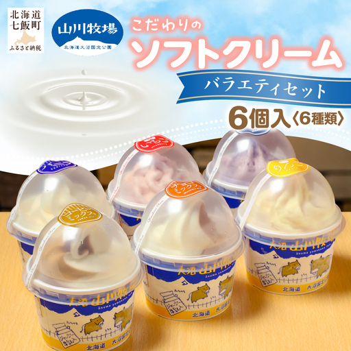 山川牧場こだわりのソフトクリームバラエティセット6個入（6種類） NAN007