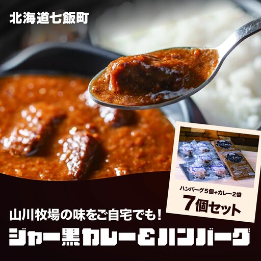 山川牧場育ちのジャー黒カレー&ハンバーグAセット(計7個) お手軽おかず
