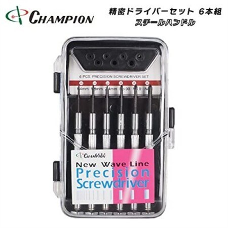 チャンピオンツールの精密ドライバーセット 6本組 スチールハンドル プラス マイナス 工具_雑貨   _【1396417】