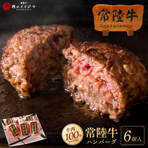 リピーター続出! 無添加 常陸牛 100% ハンバーグ 100g 6個 セット 肉のイイジマ(DU-78)